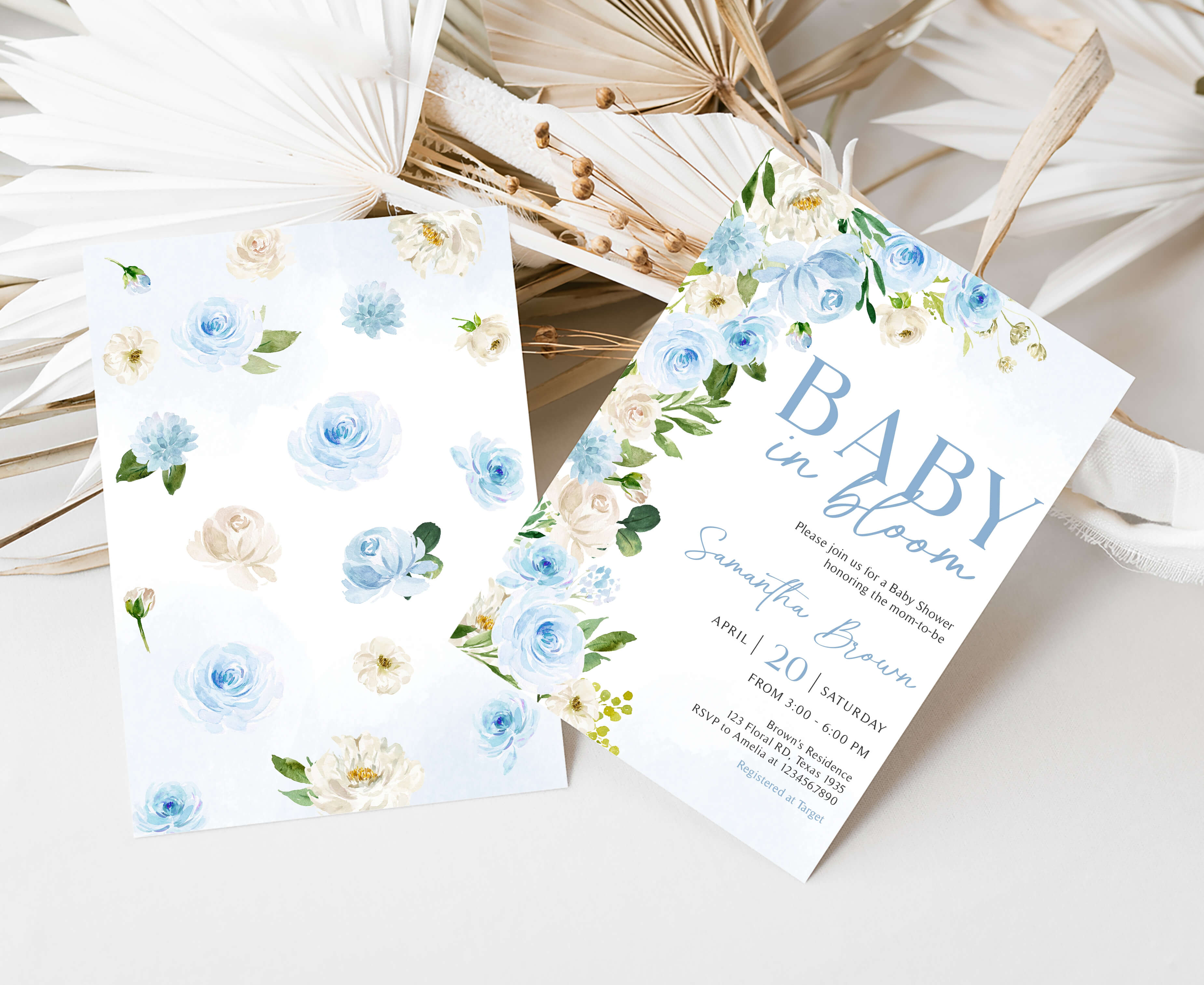 Kreatowow Baby Boy in Bloom Baby Shower Decoration 3Pcs Blue Wildflower Kreatowow Baby Boy in Bloom Baby Shower Decoration 3Pcs Blue Wildflower