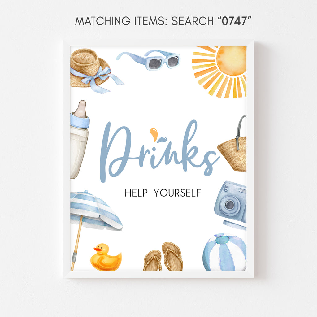 Boy Splish Splash Baby Shower Drinks Sign