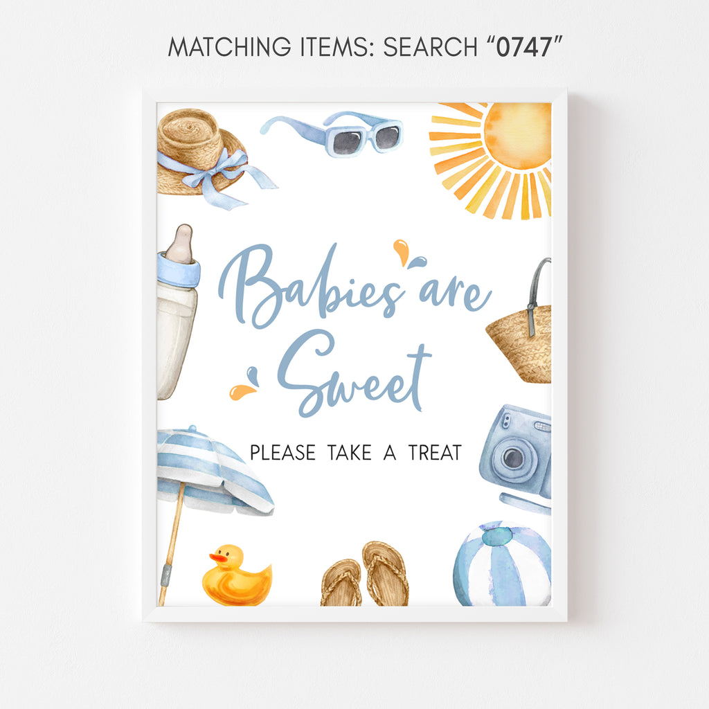 Boy Splish Splash Baby Shower Babies are Sweet Sign