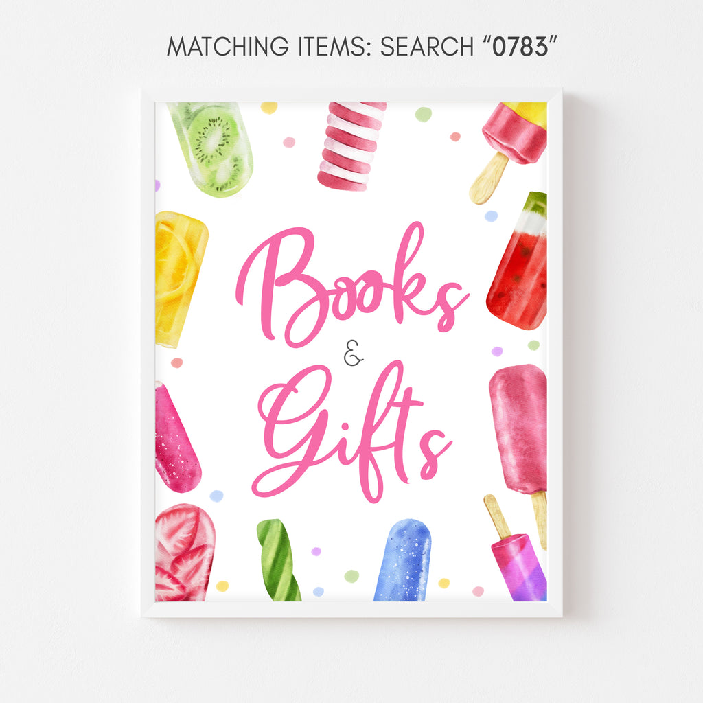 Popsicle Baby Shower Books and Gifts Sign