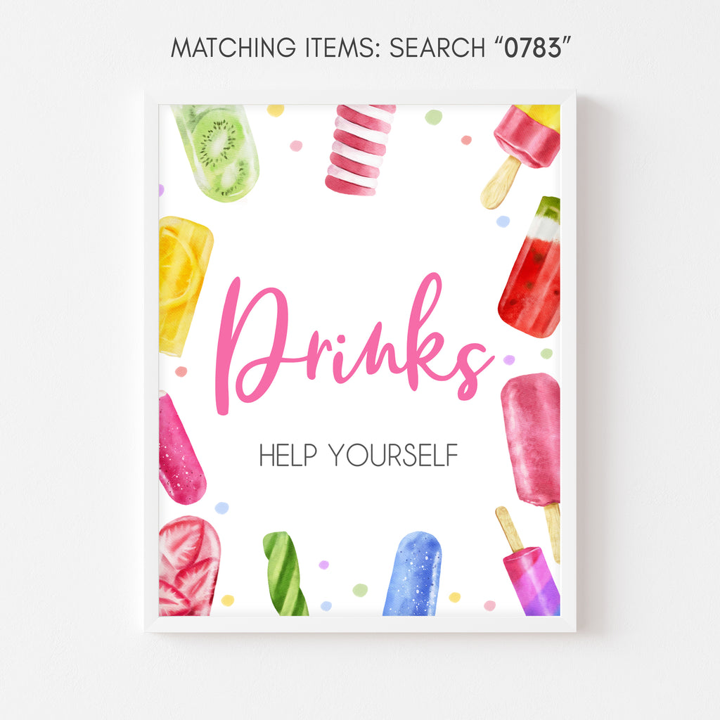 Popsicle Baby Shower Drinks Sign