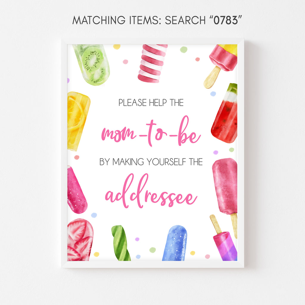 Popsicle Baby Shower Envelope Station Sign