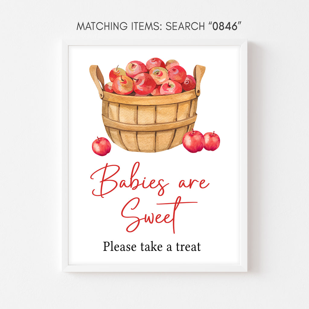 Babies are Sweet apple baby shower sign with rustic fall design for candy or dessert table