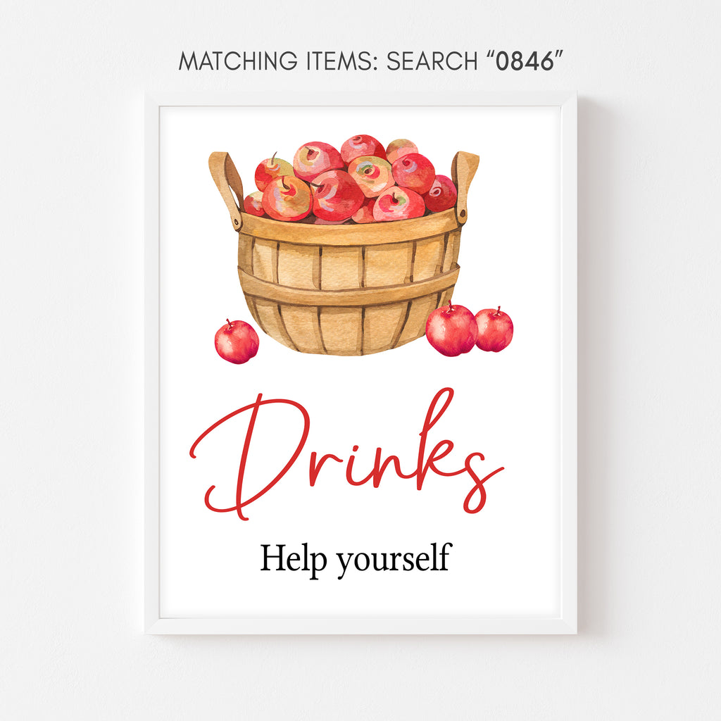 Rustic apple baby shower drinks sign for fall beverages and cozy autumn-themed drink stations