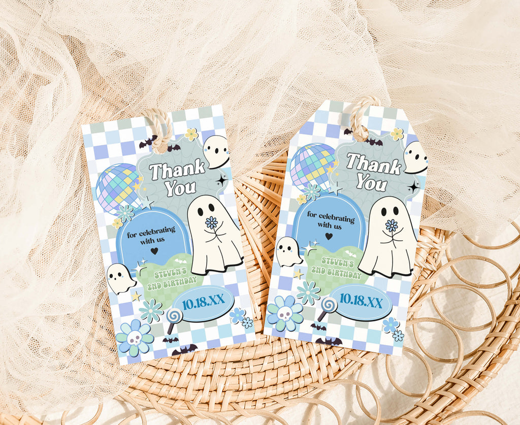 Printable pastel green Halloween party favor tags
