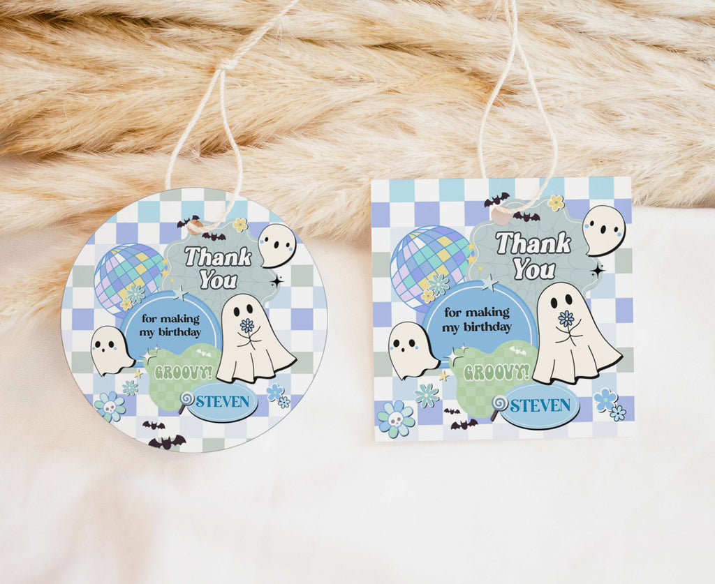 Spooky-cute toddler Halloween birthday gift tag template