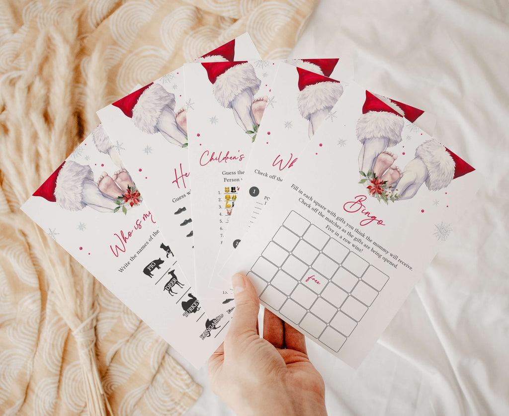 Christmas baby shower games bundle, printable holiday activities, gender neutral winter baby shower set