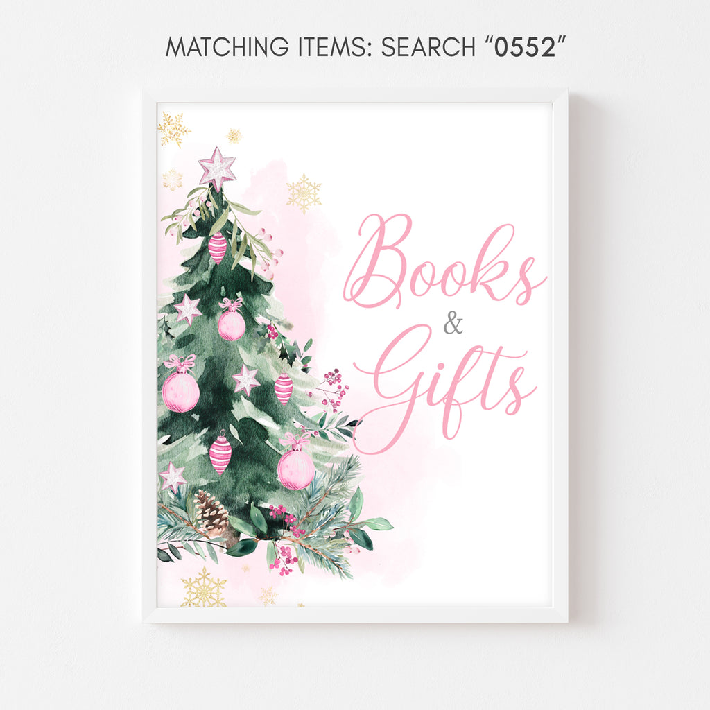 Pink A Little Bundle of Joy Christmas Baby Shower Books and Gifts Sign
