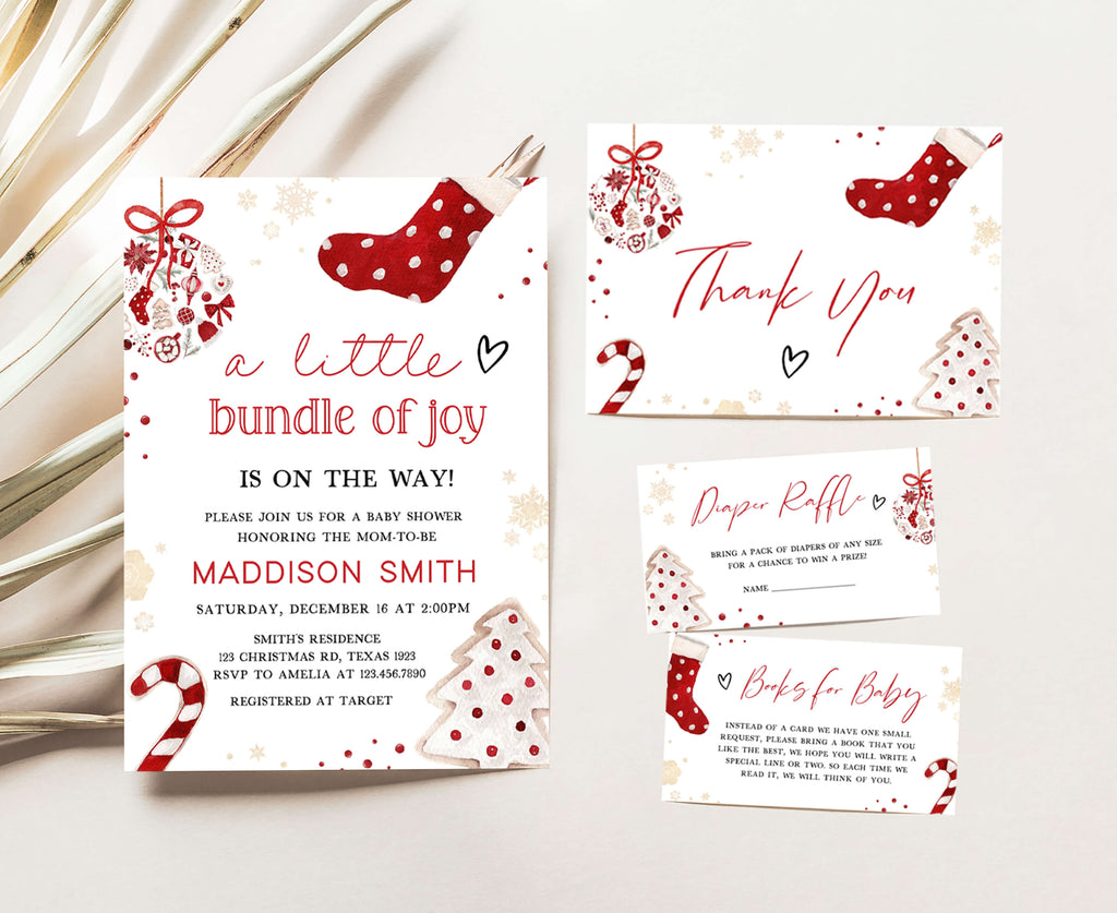 A Little Bundle of Joy Christmas Baby Shower Invitation Set