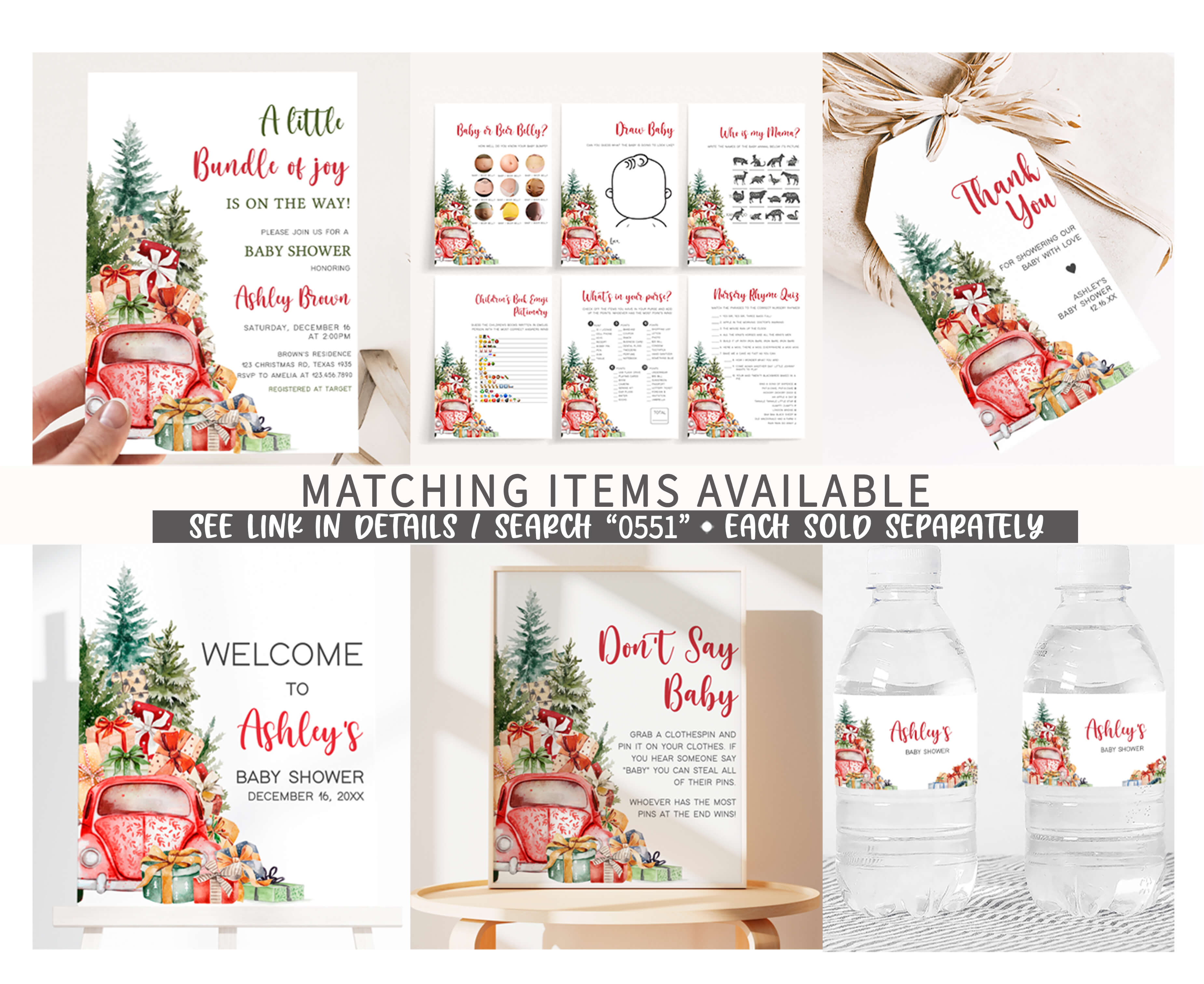 Little Bundle Loading Editable A Little Bundle of Joy Christmas Truck Baby Shower Welcome Si ...