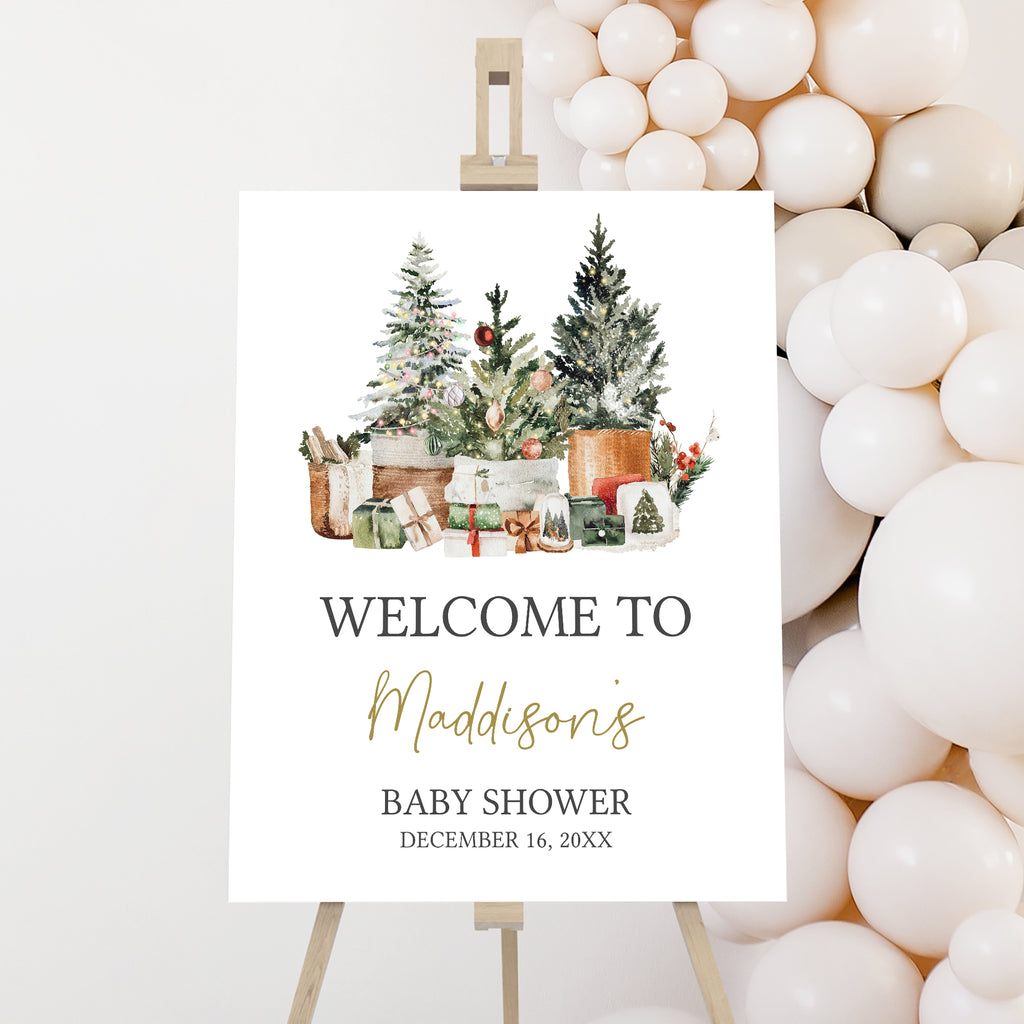 Christmas Tree Baby Shower Welcome Sign