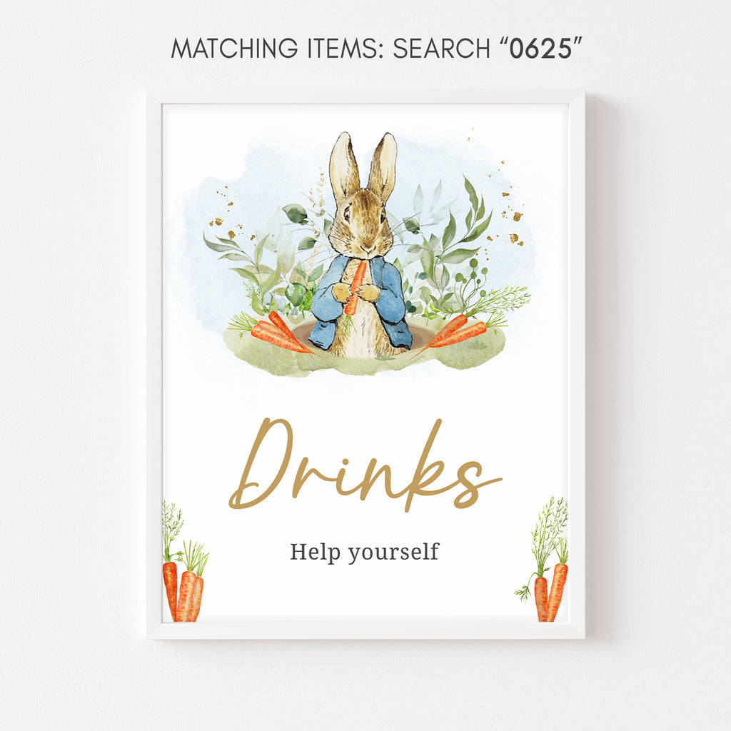 Blue Peter Rabbit Baby Shower Drinks Sign