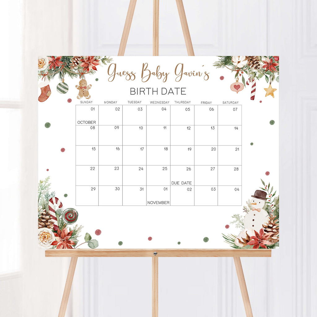 A Merry Little Baby Shower Due Date Calendar