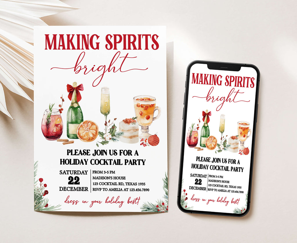 Printable Christmas celebration invite with seasonal greenery design