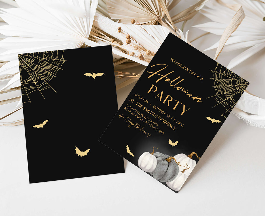 Luxury gothic Halloween stationery with modern minimalist design
