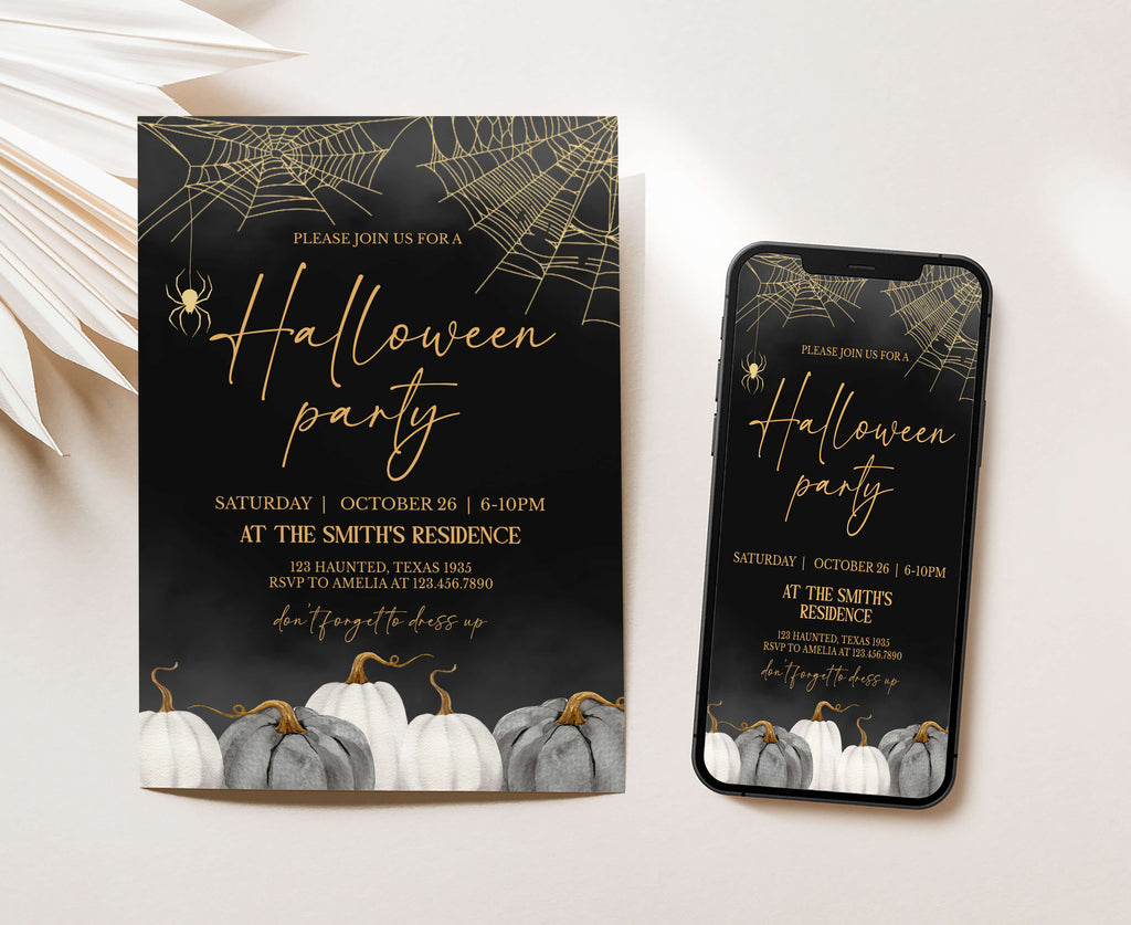 Luxury gothic Halloween party stationery for spooky celebrations