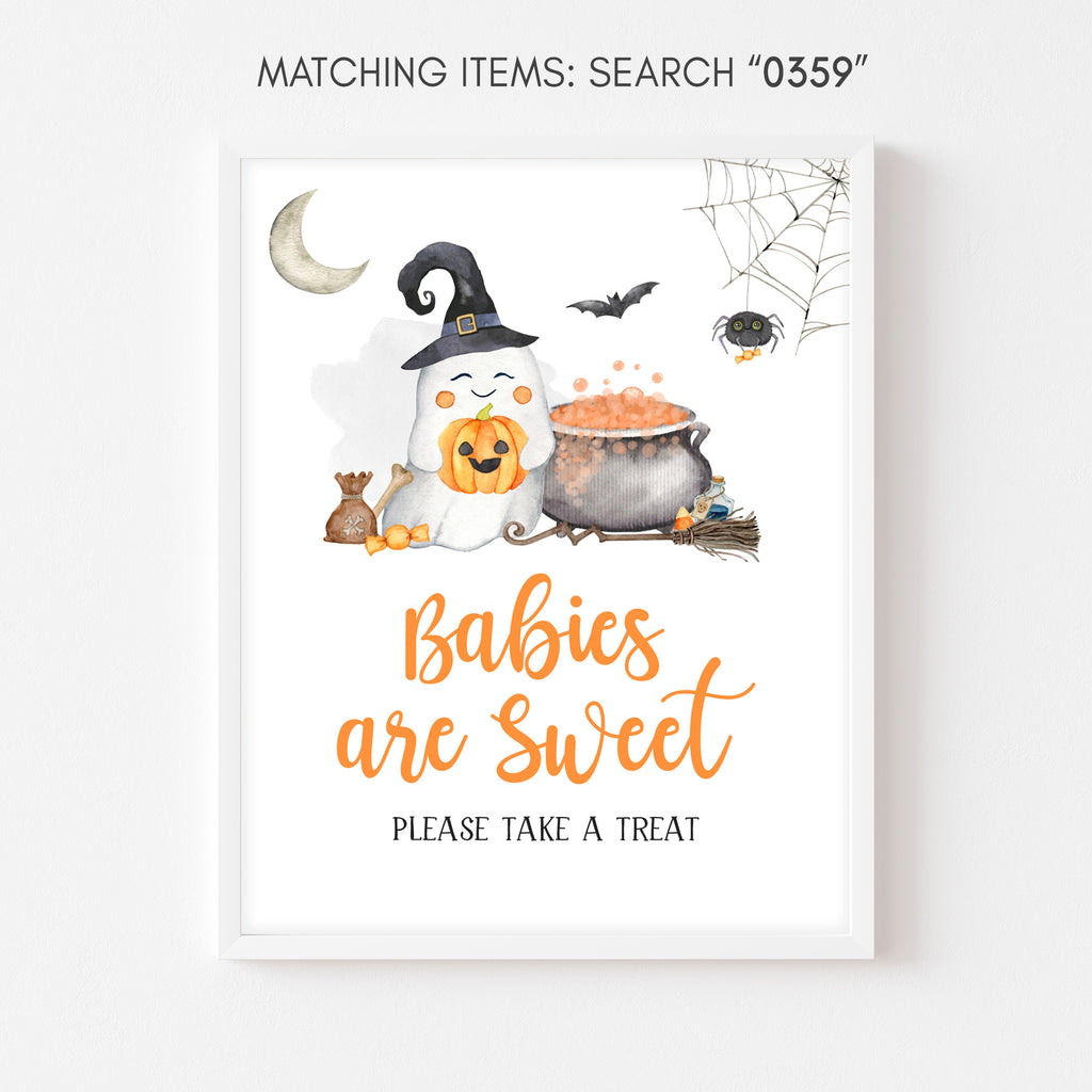Halloween baby shower Babies Are Sweet sign with ghost and pumpkin design, gender neutral decor