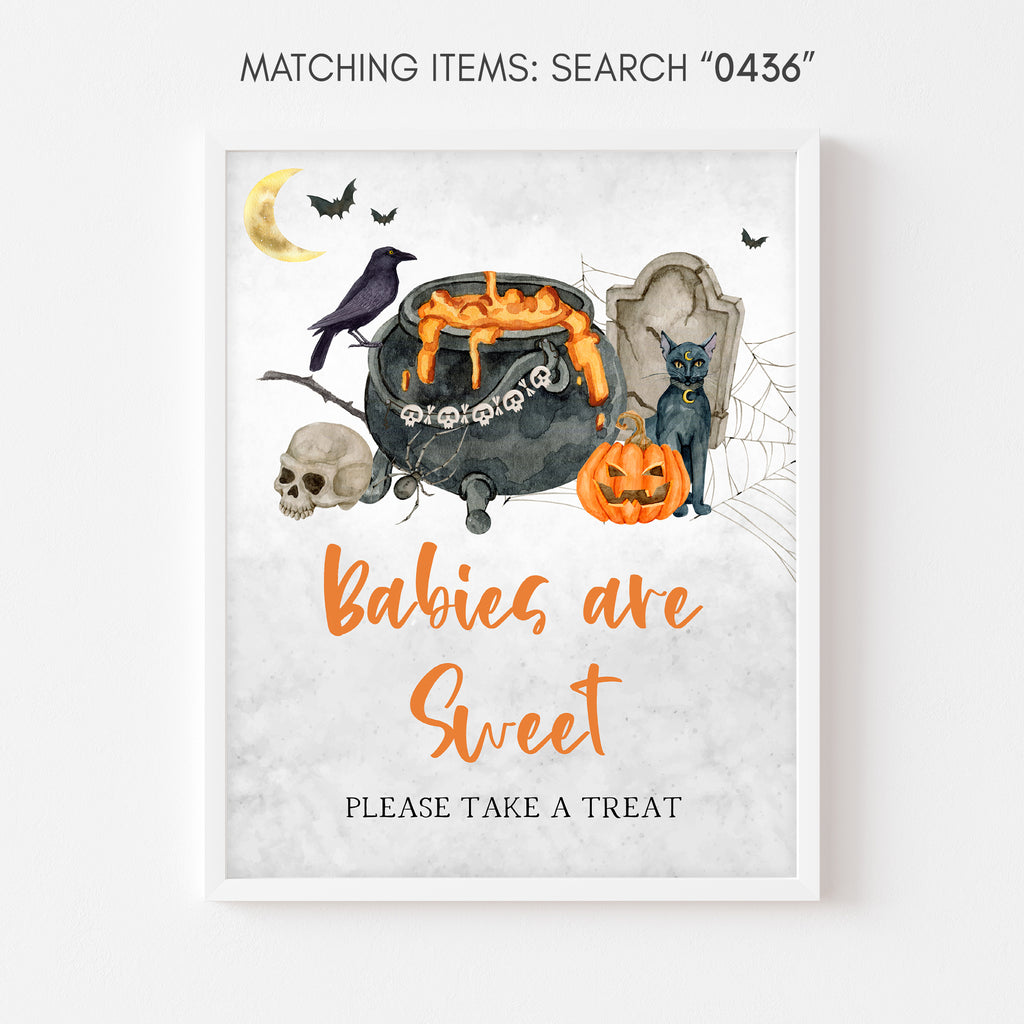 Halloween baby shower Babies are Sweet sign with pumpkin design