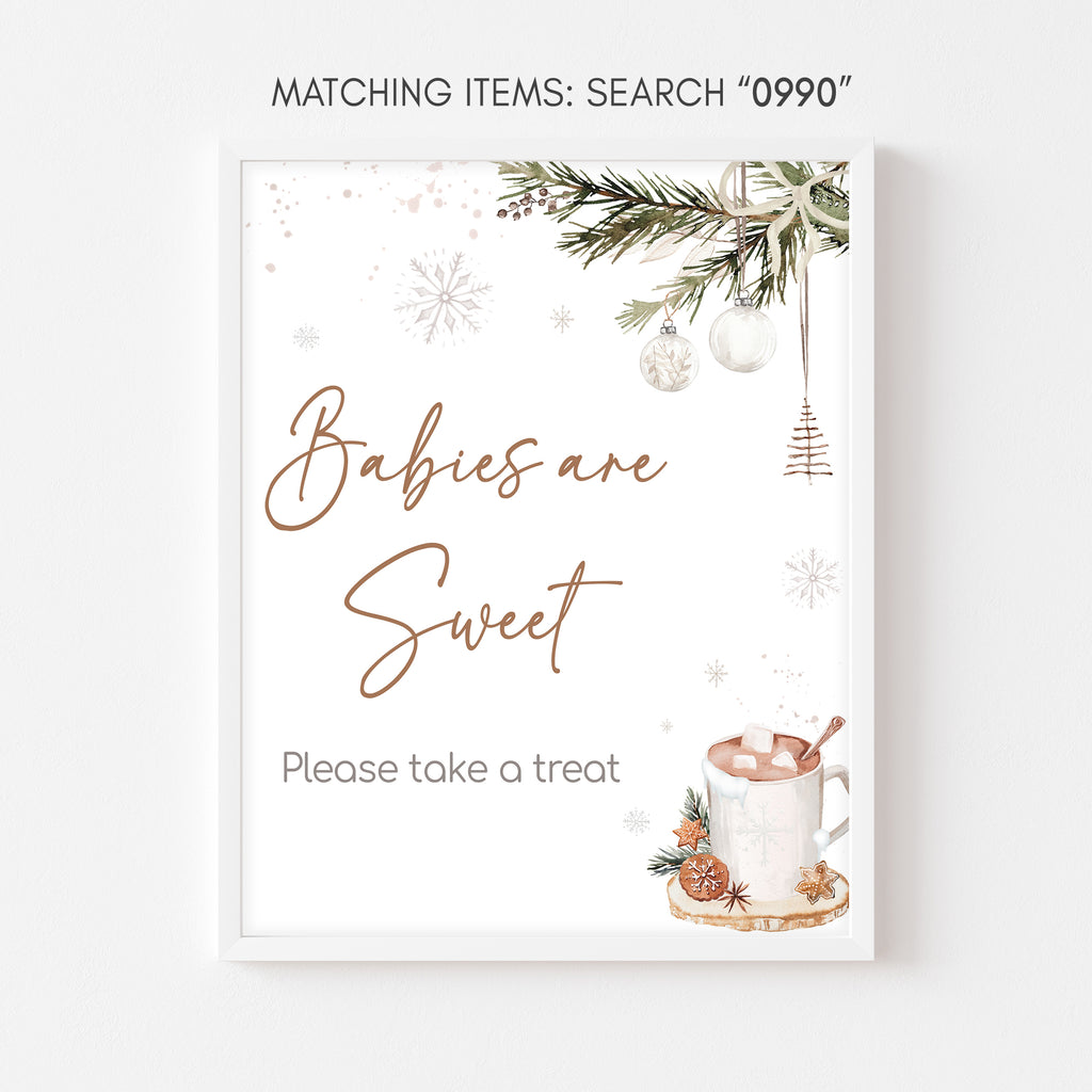 Christmas baby shower babies are sweet sign with festive holiday greenery design