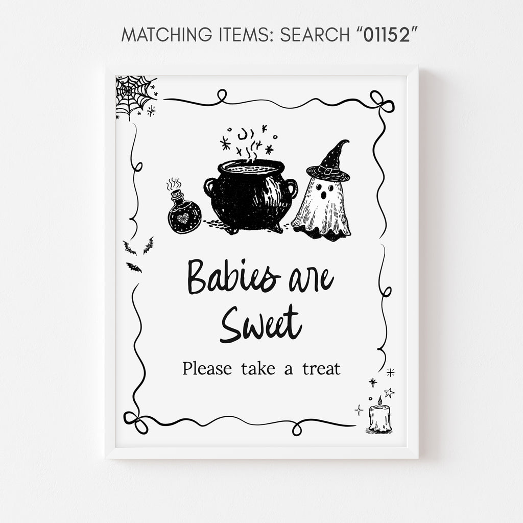 Babies are sweet sign, Halloween baby shower décor, spooky ghost and cauldron theme
