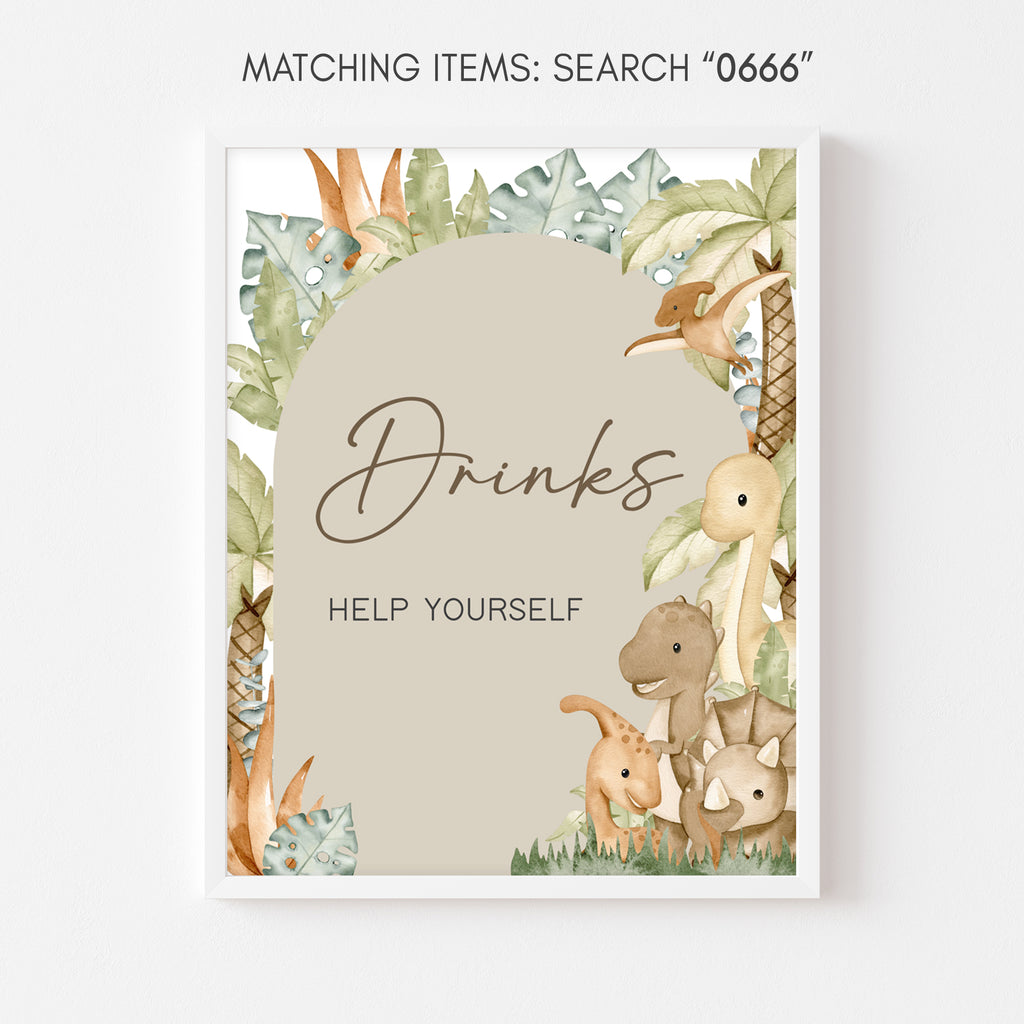 Dinosaur Safari Baby Shower Drinks Sign