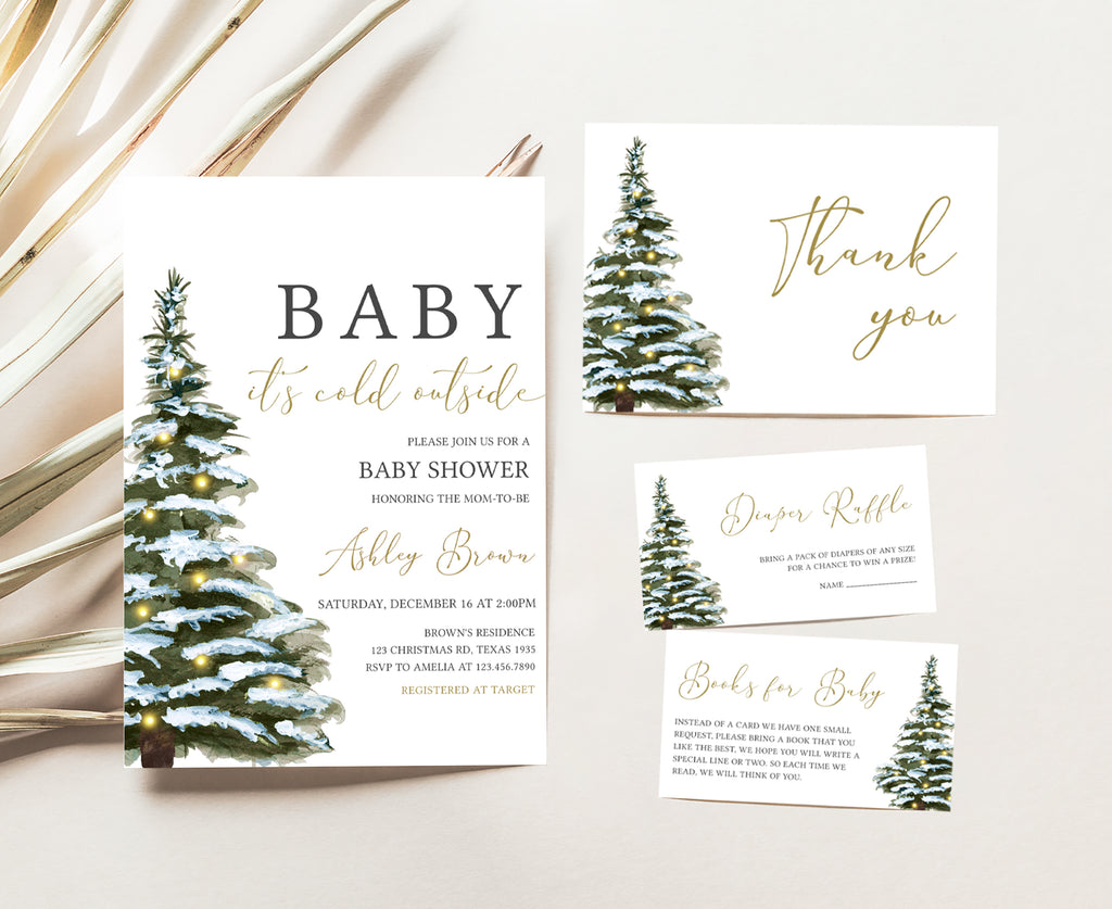 Christmas Baby Shower Invitation Set