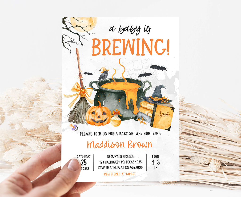 Printable Halloween baby shower invitation template