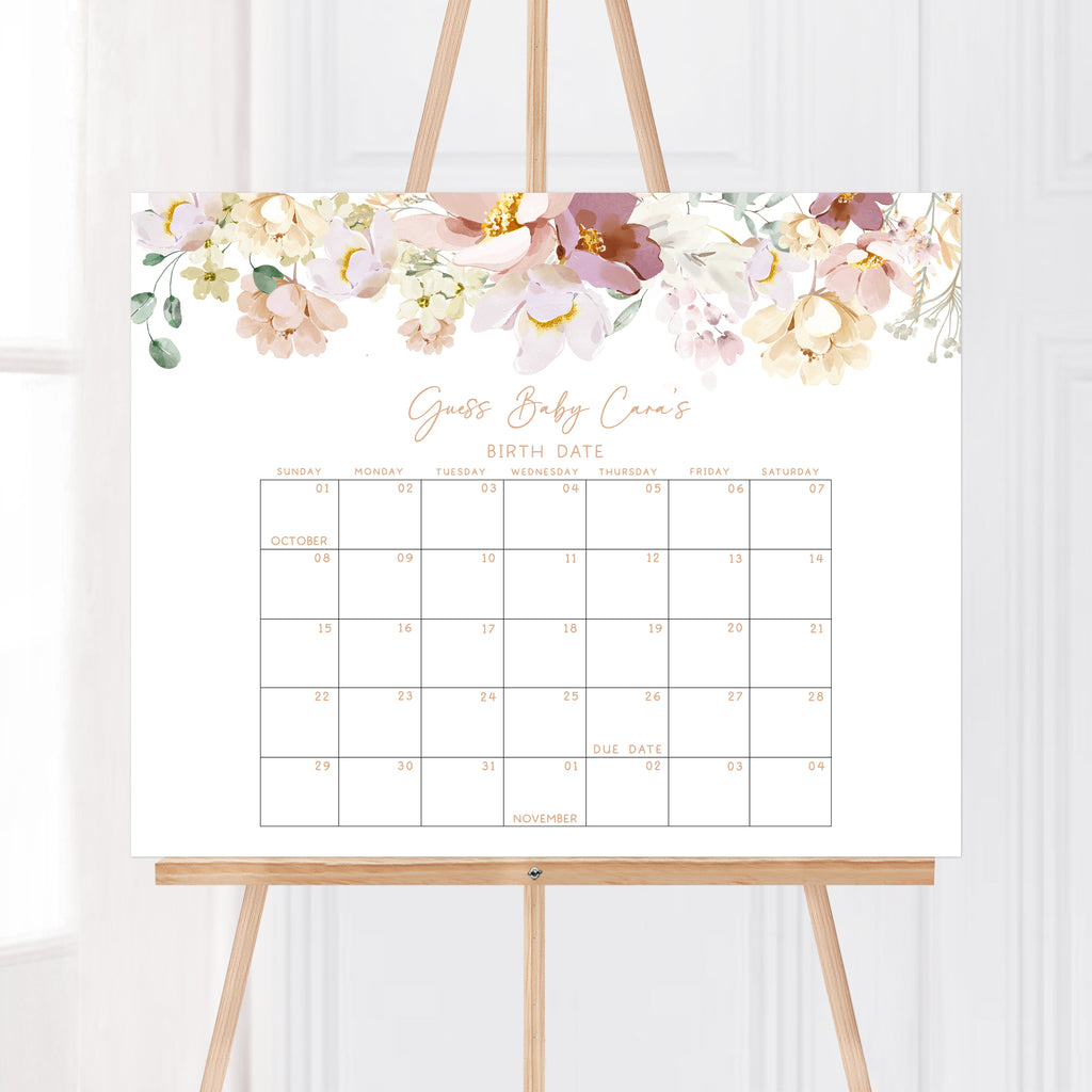 Baby in Bloom Baby Shower Due Date Calendar