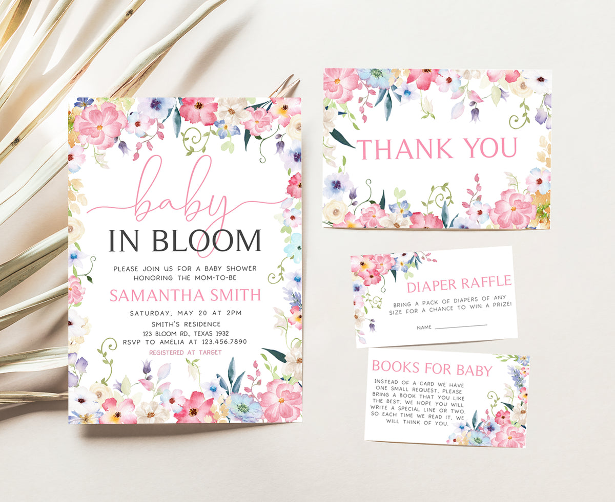 Baby in Bloom Invitation Templates for Baby Shower – Cuddle Palette