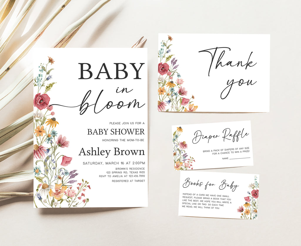 Baby in Bloom Baby Shower Invitation Set