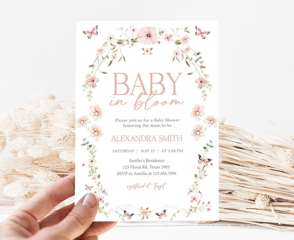 Butterfly Baby in Bloom Baby Shower Invitation