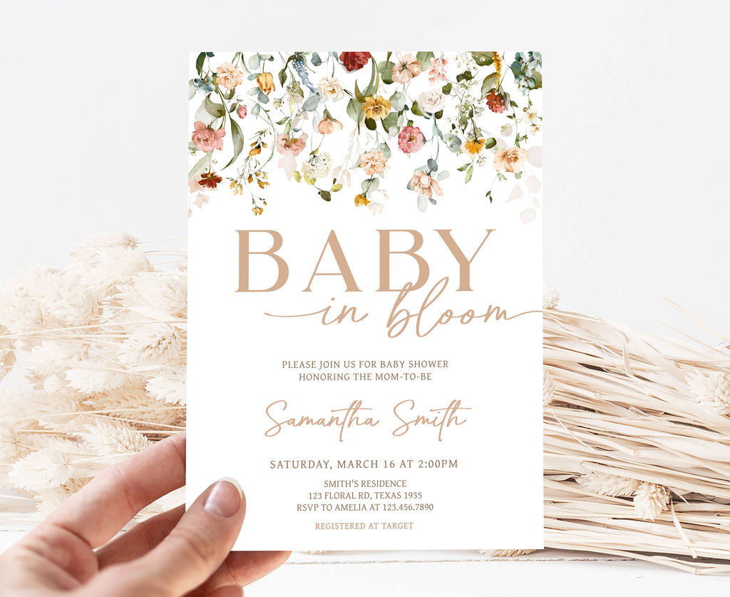 Baby in Bloom Wildflower Baby Shower Invitation