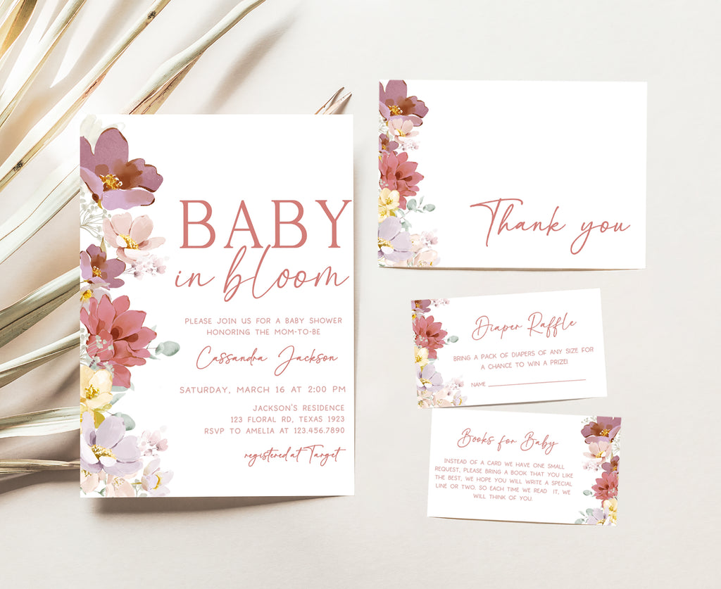 Baby in Bloom Baby Shower Invitation Set