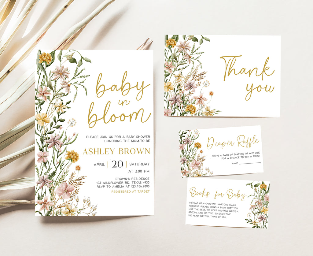 Wildflower Baby in Bloom Baby Shower Invitation Set