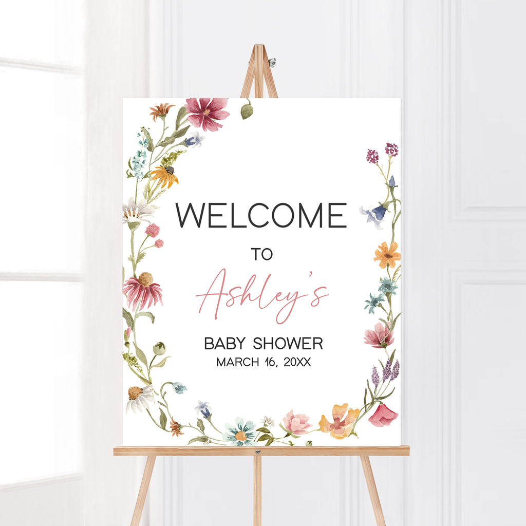 Wildflower Baby Shower Welcome Sign