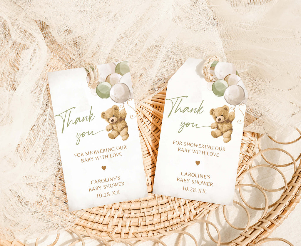Gender Neutral Bear Baby Shower Favor Tag