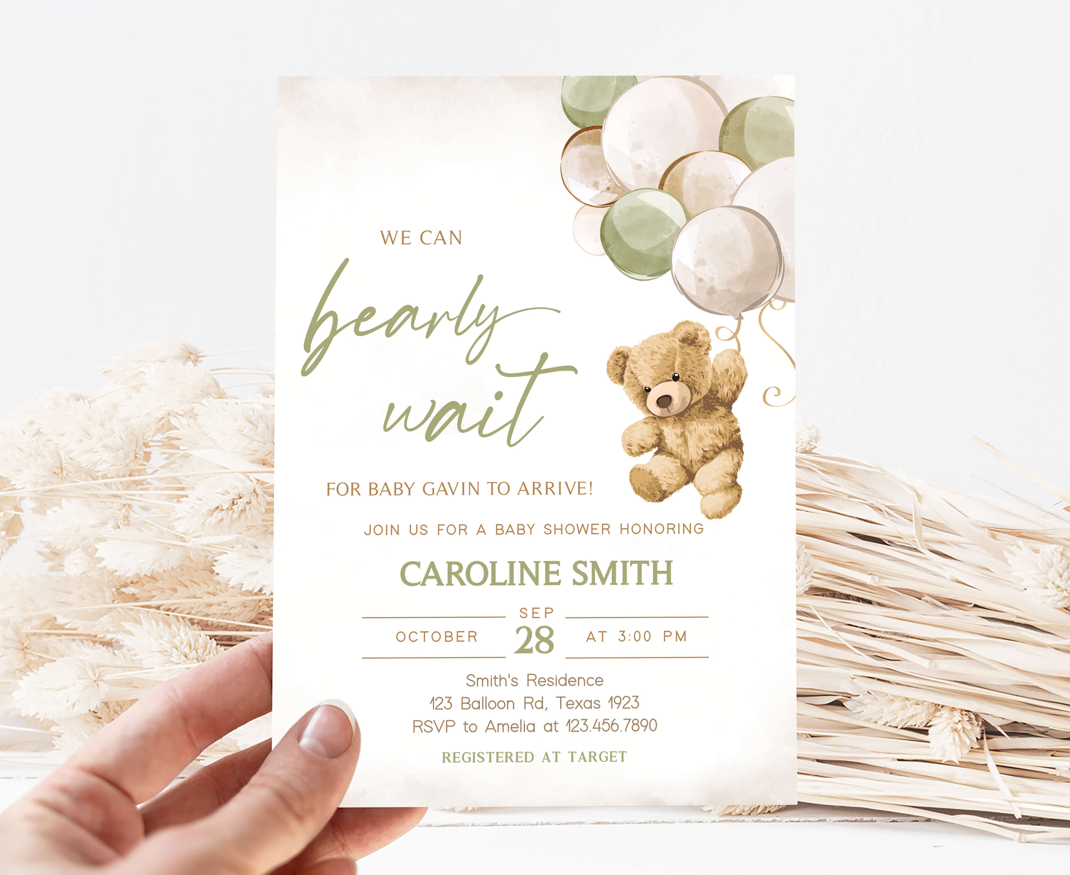 We Can Bearly Wait Baby Shower Invitation Template Bear Themed
