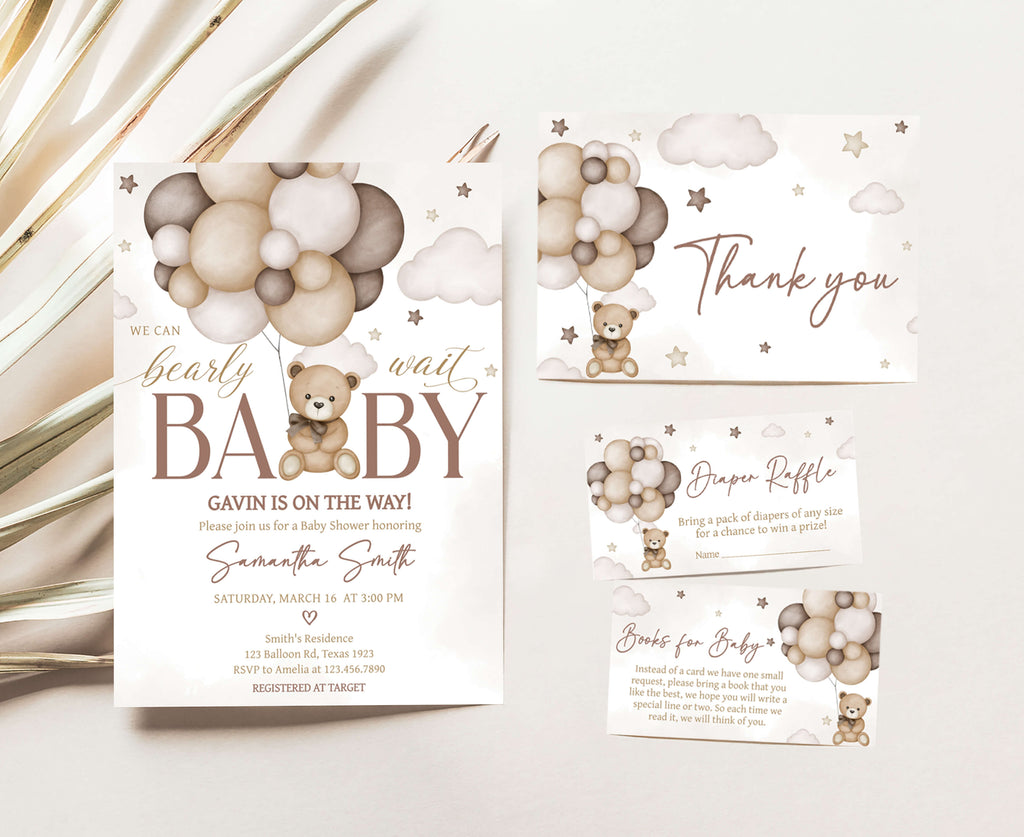 We Can Bearly Wait Baby Shower Invitation Set