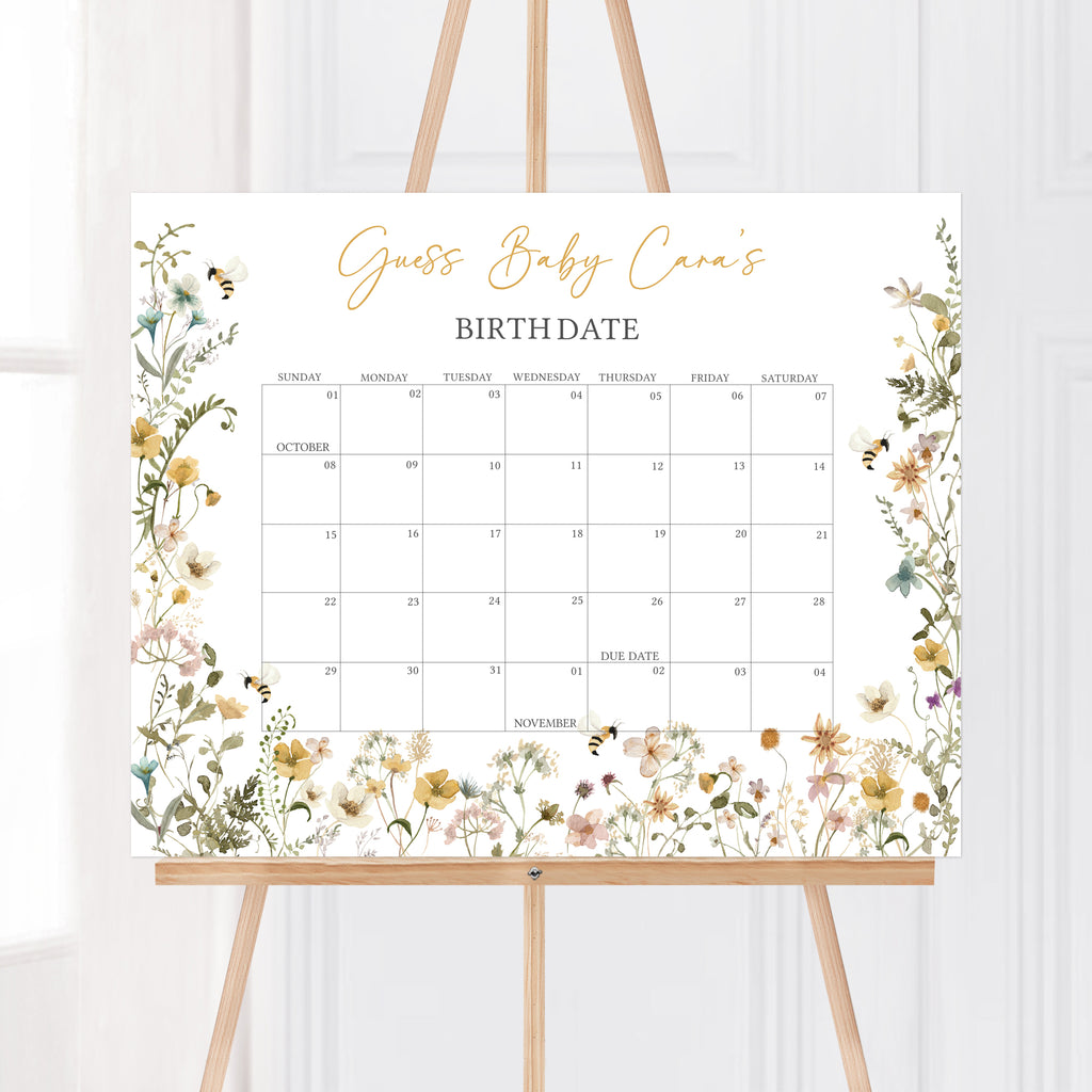 Mommy to Bee Baby Shower Due Date Calendar