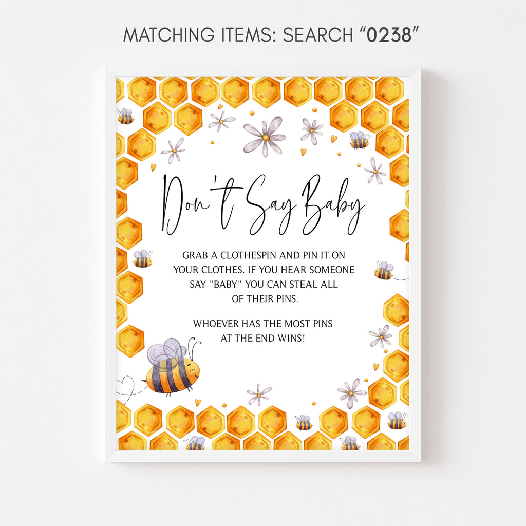 Honey Bee Baby Shower Don't Say Baby Sign