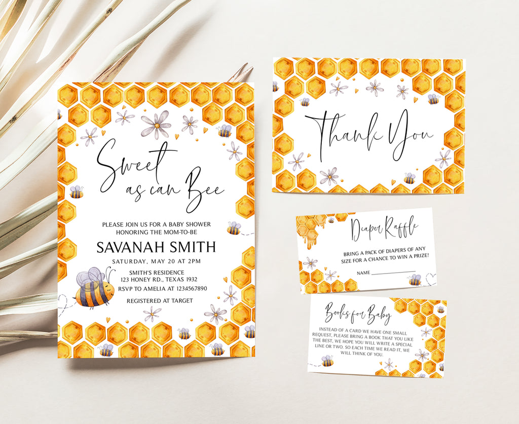 Honey Bee Baby Shower Invitation Set