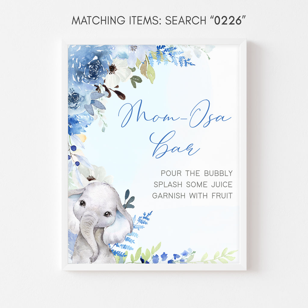Boy Elephant Baby Shower Mom Osa Bar Sign