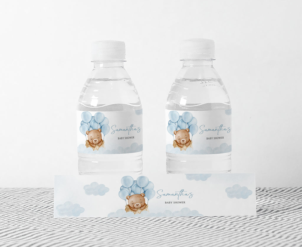 Bear Hot Air Balloon Baby Shower Bottle Label