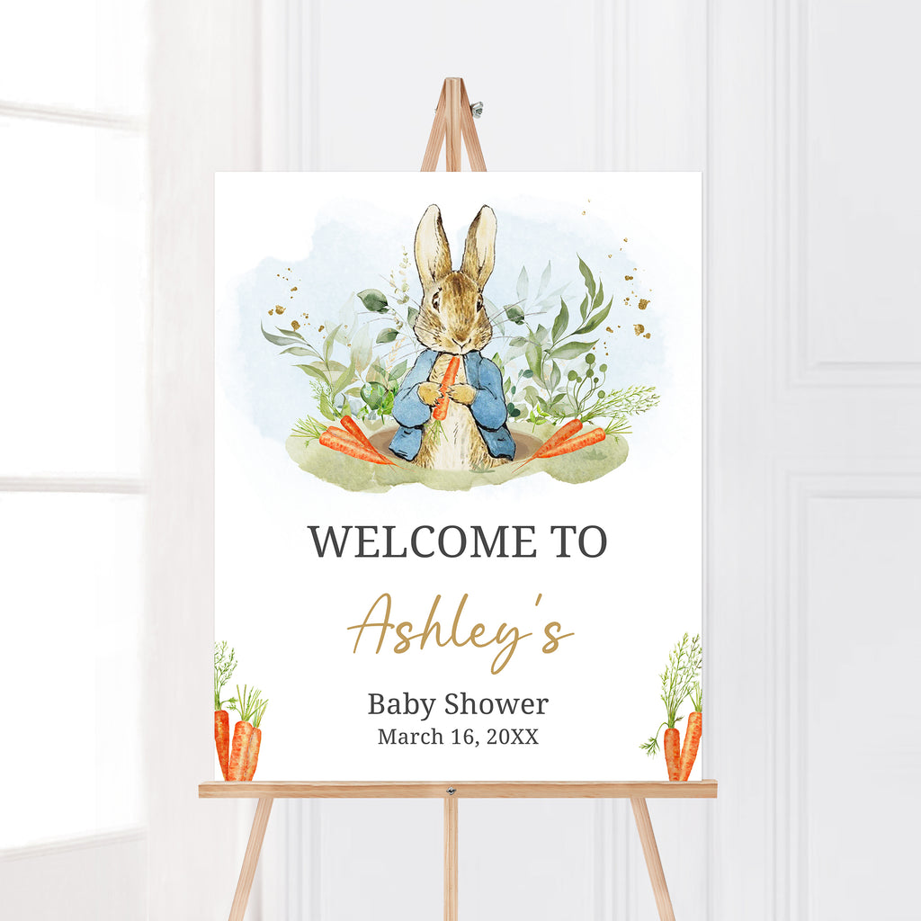 Blue Peter Rabbit Baby Shower Welcome Sign