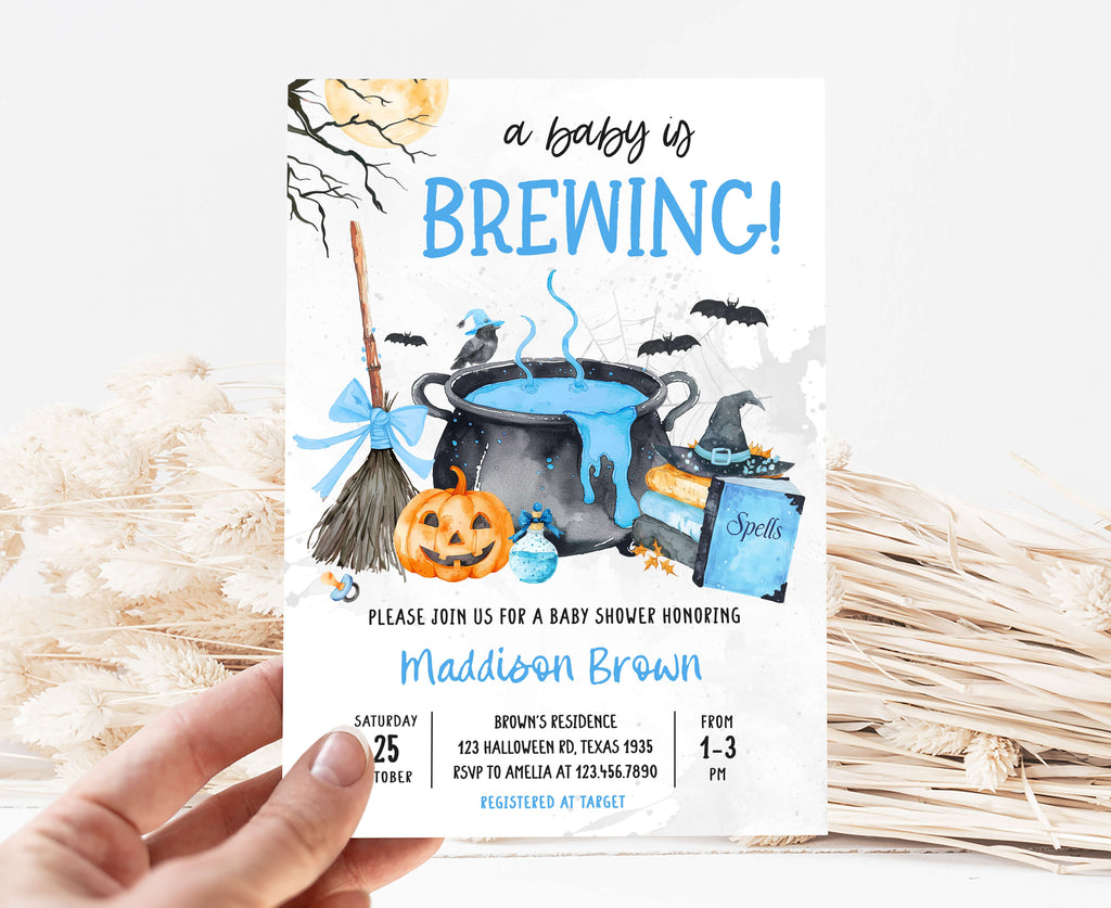Printable Halloween baby shower invitation for boy