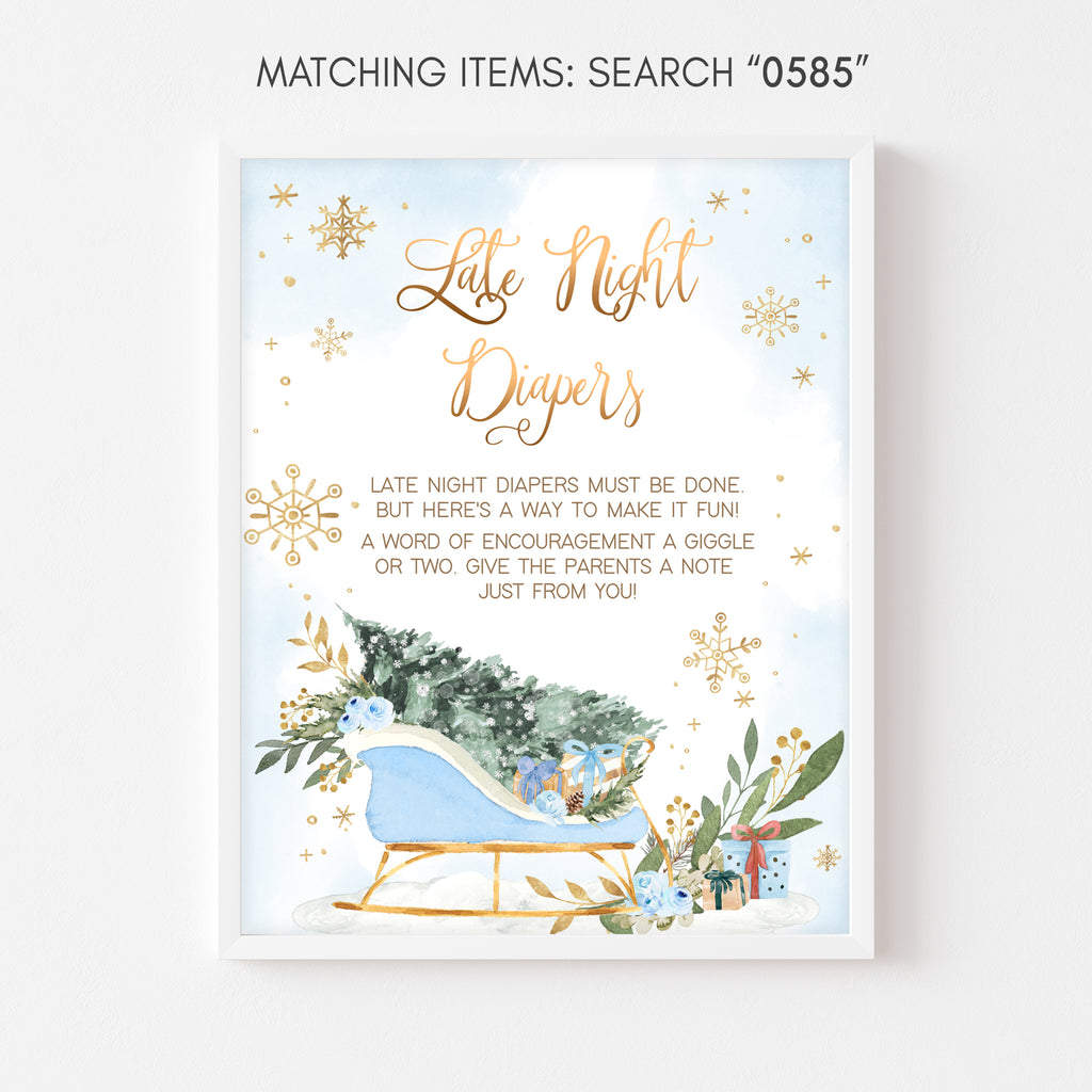 Baby it’s cold outside late night diapers sign boy with rustic winter design