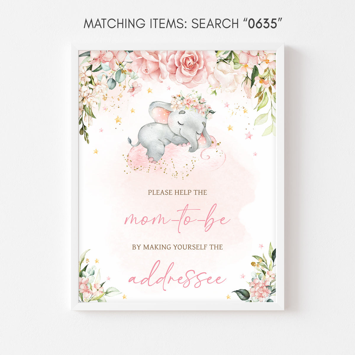 Pink Floral Elephant Baby Shower Envelope Station Sign – Cuddle Palette