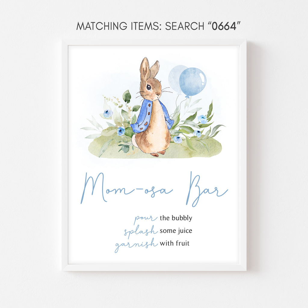 Blue Peter Rabbit Baby Shower Mom Osa Bar Sign