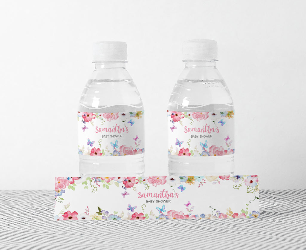 Butterfly Baby Shower Bottle Label