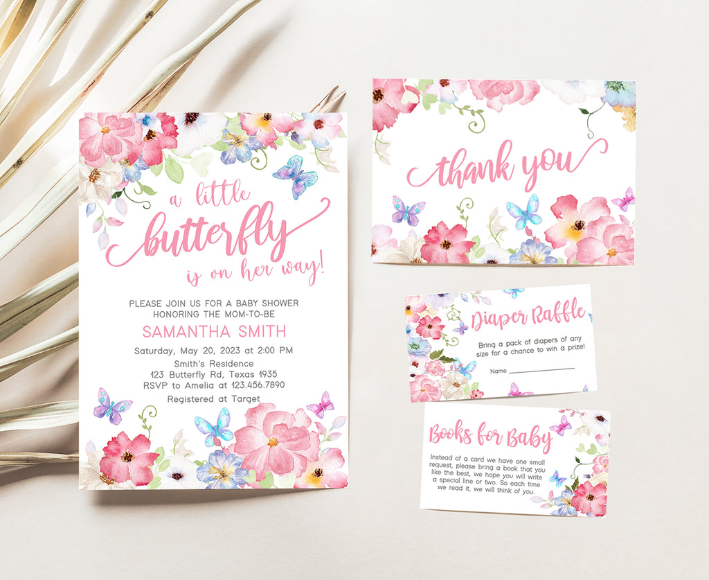 Butterfly Baby Shower Invitation Set
